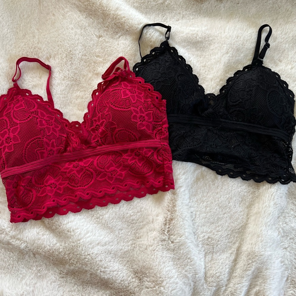 Two lace bralettes